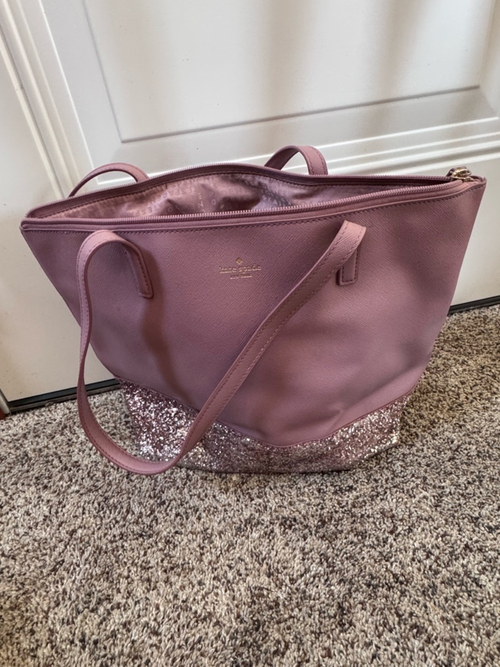 kate spade Mauve Pink Tote with Glitter Bottom
